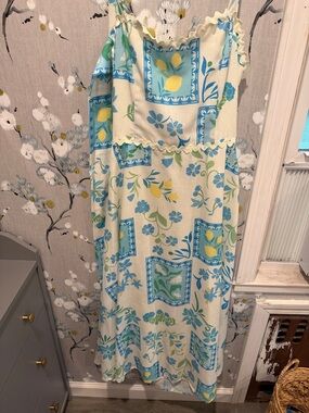 Flying Tomato Cream, Blue & Yellow Floral Sun Dress